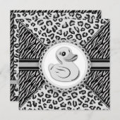 Elegante Black and White Rubber Duck Babydusche Einladung (Vorne/Hinten)