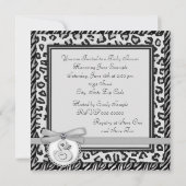 Elegante Black and White Rubber Duck Babydusche Einladung (Rückseite)