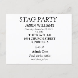 Elegante Black and White Stag Party Einladung Postkarte