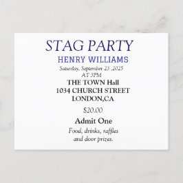 Elegante Black and White Stag Party Einladung Postkarte