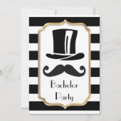 Elegante Black and White Stripe Bachelor Party Einladung (Vorderseite)