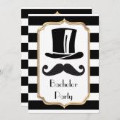 Elegante Black and White Stripe Bachelor Party Einladung (Vorne/Hinten)