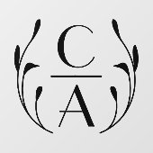 Elegante Black Art Deco Monogram Wreath Wedding Fensteraufkleber (Blatt)