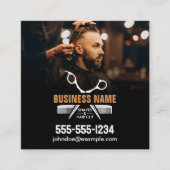 Elegante Black Beruflich BarberShop Haarstil Quadratische Visitenkarte (Vorderseite)
