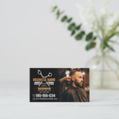 Elegante Black Beruflich BarberShop Haarstil Visitenkarte (Stehend Vorderseite)