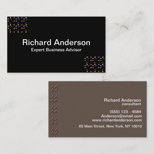 Elegante Black Beruflich Modern Business Card Visitenkarte (Vorne/Hinten)