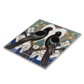Elegante Black Birds Art Nouveau Bird Kunst, Dicht Fliese (Seite)