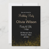Elegante Black Birthday Card Einladung (Vorderseite)
