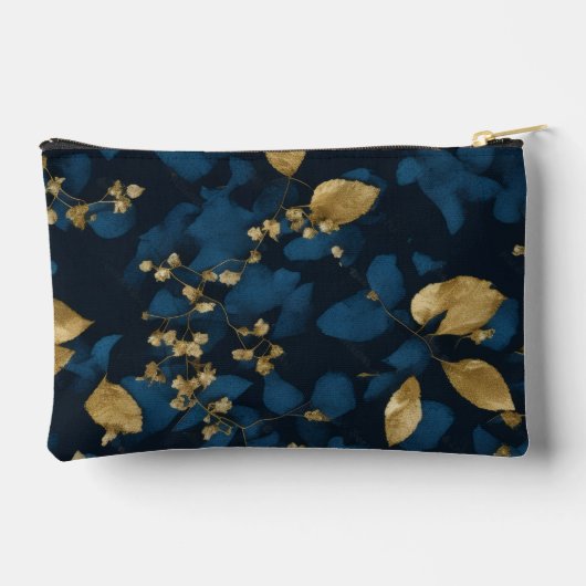 Elegante Black Blue Blätter Stilvolle Trendy Niedl Zubehörtasche (Rückseite)