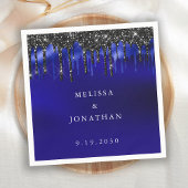 Elegante Black Blue Glitzer Tropfens Police Weddin Serviette