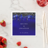 Elegante Black Blue Glitzer Tropfens Police Weddin Serviette (Beispiel)