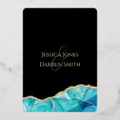 Elegante Black Blue Gold Foil Einladung zur Hochze (Rückseite)