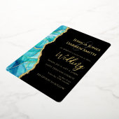 Elegante Black Blue Gold Foil Einladung zur Hochze (Gedreht)