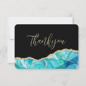 Elegante Black Blue Gold Glitzer Watercolor Hochze RSVP Karte (Rückseite)