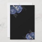 Elegante Black Blue Peonies Wedding Einladung (Rückseite)