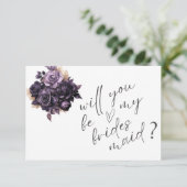 Elegante Black Blume Bridesmaid Card Einladung (Stehend Vorderseite)