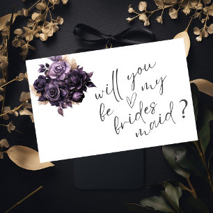 Elegante Black Blume Bridesmaid Card Einladung