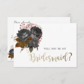 Elegante Black Blume Bridesmaid Card Einladung (Vorne/Hinten)