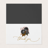 Elegante Black Blume Dankeschön Card Visitenkarten (Außenseite Aufgefaltet)