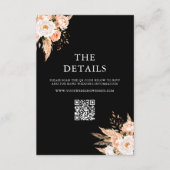 Elegante Black Boho Chic Floral Hochzeit im Herbst Begleitkarte (Vorderseite)