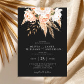 Elegante Black Boho Chic Floral Hochzeit im Herbst Einladung