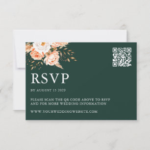 Elegante Black Boho Chic Floral Hochzeit im Herbst RSVP Karte