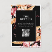 Elegante Black Boho Chic Floral Wedding Begleitkarte (Vorderseite)