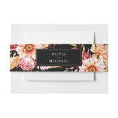 Elegante Black Boho Chic Floral Wedding Einladungsbanderole (Vorderseite Beispiel)