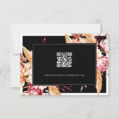 Elegante Black Boho Chic Floral Wedding RSVP Karte (Rückseite)