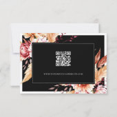 Elegante Black Boho Chic Floral Wedding RSVP Karte (Rückseite)