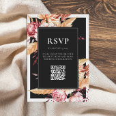 Elegante Black Boho Chic Floral Wedding RSVP Karte