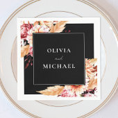 Elegante Black Boho Chic Floral Wedding Serviette