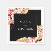 Elegante Black Boho Chic Floral Wedding Serviette (Vorderseite)