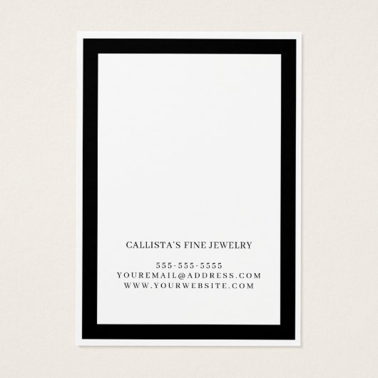 Elegante Black Border Cursive Earring Display Card (Rückseite)