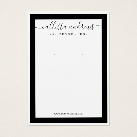 Elegante Black Border Cursive Earring Display Card (Vorderseite)