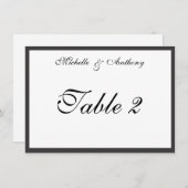 Elegante Black Border Empfang Table Card Einladung (Vorne/Hinten)