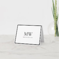 Elegante Black Border Two Initials Dankeschön Card