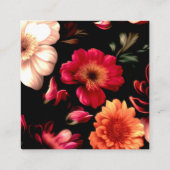 Elegante Black Botanical Florist Business Card Quadratische Visitenkarte (Rückseite)