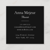 Elegante Black Botanical Florist Business Card Quadratische Visitenkarte (Vorderseite)