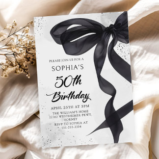 Elegante Black Bow 50. Geburtstagsparty Einladung