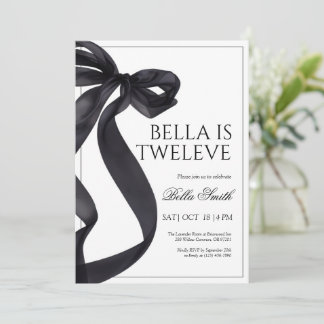Elegante Black Bow Birthday Einladung