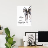 Elegante Black Bow Coquette Geburtstag Willkommen Poster (Heimbüro)