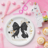 Elegante Black Bow Coquette Wildblumen Pappteller (Party)