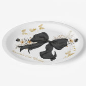 Elegante Black Bow Coquette Wildblumen Pappteller (Schrägansicht)