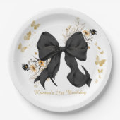 Elegante Black Bow Coquette Wildblumen Pappteller (Vorderseite)