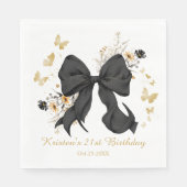 Elegante Black Bow Coquette Wildblumen Serviette (Vorderseite)