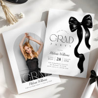 Elegante Black Bow Foto Grad Party Einladung