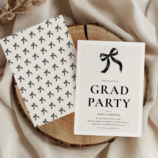Elegante Black Bow Graduation Party Einladung