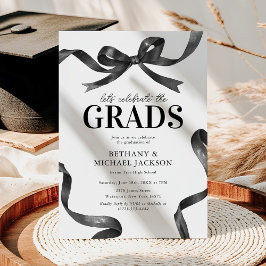 Elegante Black Bow Joint Graduation Party Einladung