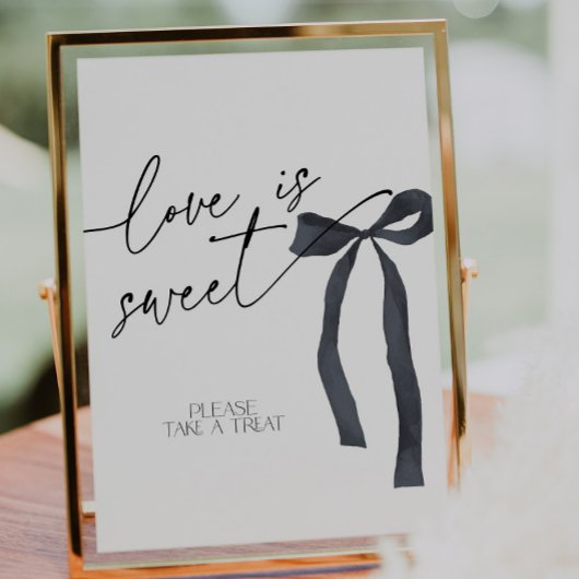 Elegante Black Bow Liebe ist Sweet Dessert Leckere Sockelschild